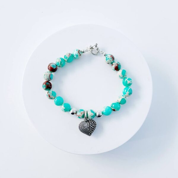 Brazalete Piedras Naturales con Dije de Corazón - Imagen 2